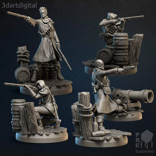 Male Gunners - by 3dartDigital - Tabletop RPG Miniature - Roleplaying 3D Printed Fantasy Mini