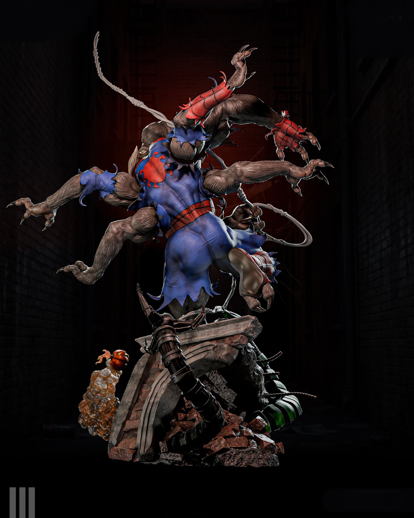 Man-Spider Sculpture (75mm to 500mm) - Unassembled/Unpainted/3D Print