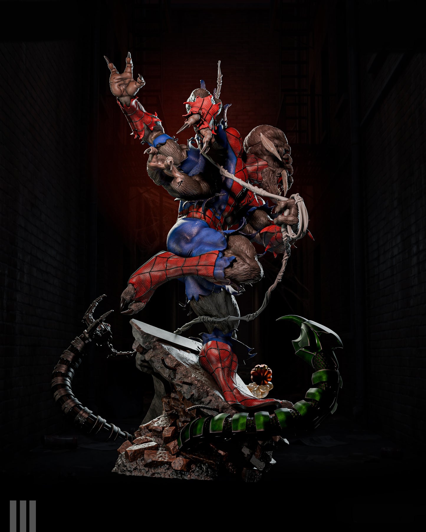 Man-Spider Sculpture (75mm to 500mm) - Unassembled/Unpainted/3D Print