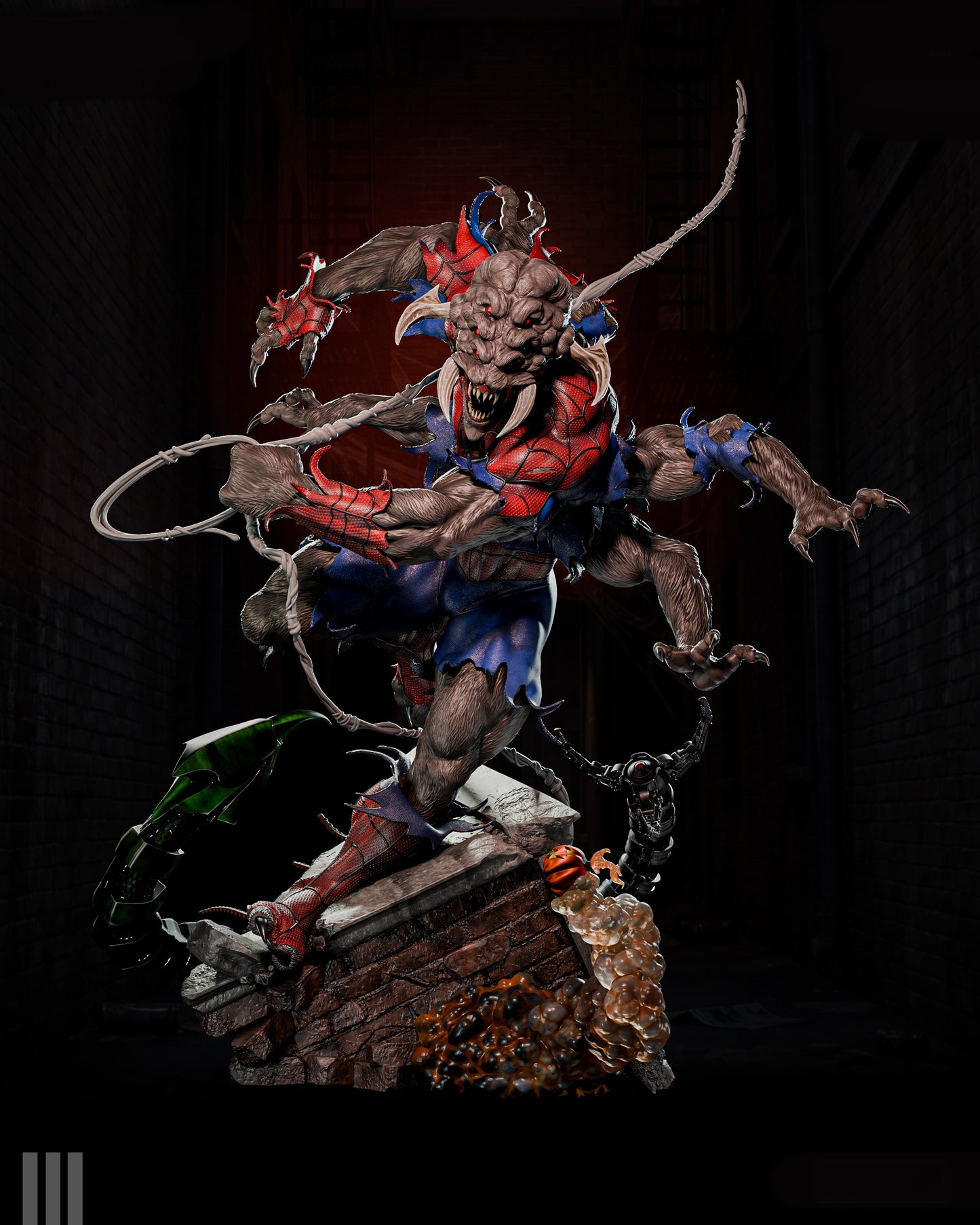 Man-Spider Sculpture (75mm to 500mm) - Unassembled/Unpainted/3D Print
