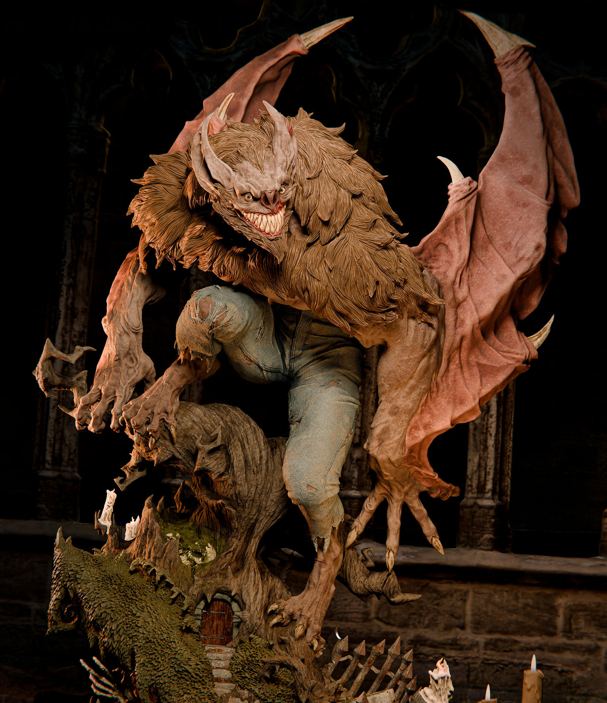 Man-Bat Sculpture(75mm to 500mm) - Unassembled/Unpainted/3D Print