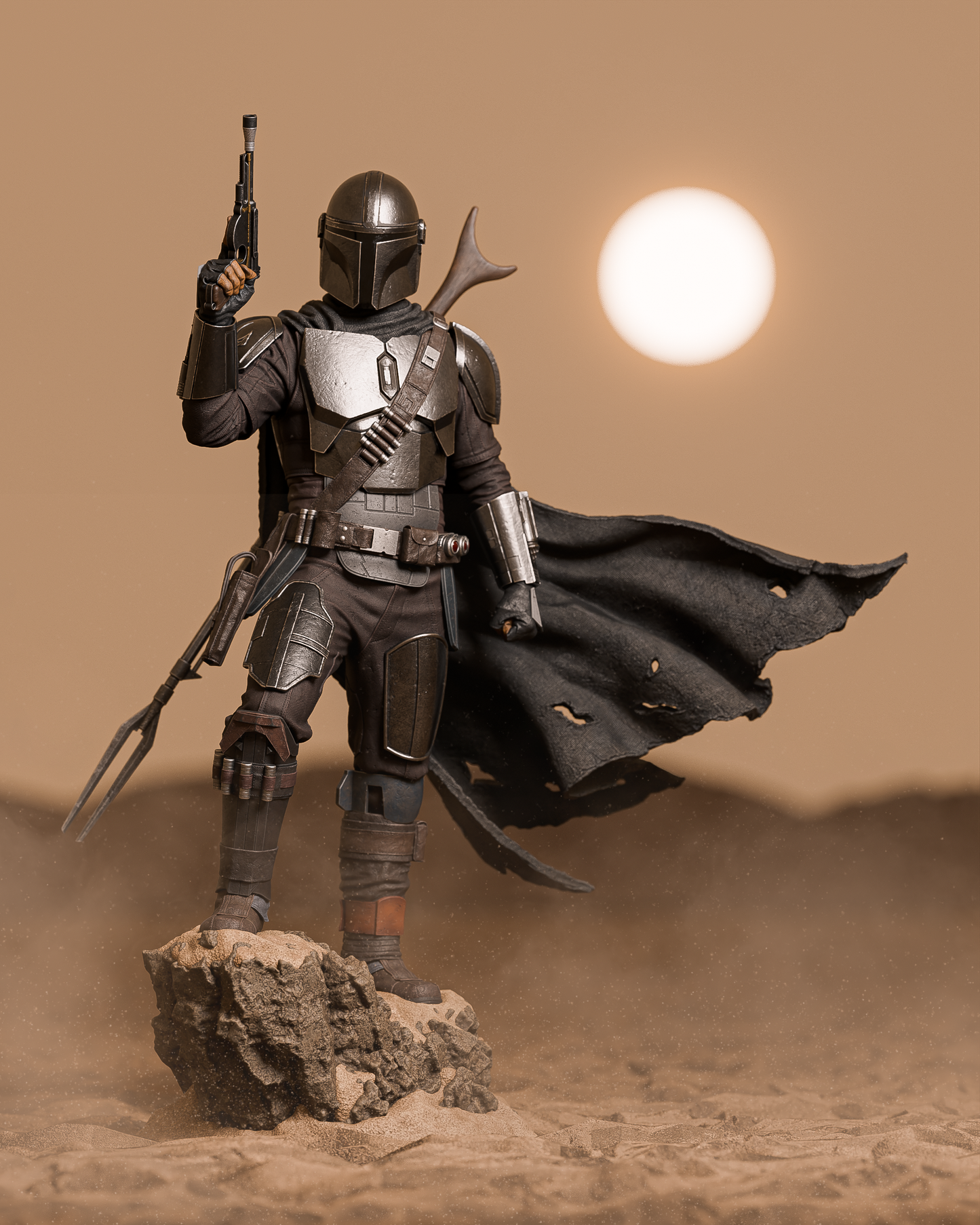 The Mandalorian Sculpture (75mm to 500mm) - Unassembled/Unpainted/3D Print