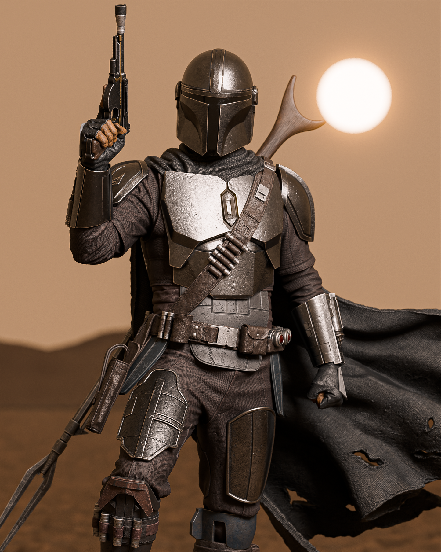 The Mandalorian Sculpture (75mm to 500mm) - Unassembled/Unpainted/3D Print
