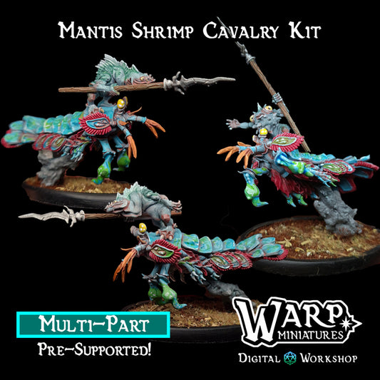 Mantis Shrimp Cavalry -  Dungeons and Dragons - by Warp Minis- Tabletop RPG Miniature - Roleplaying 3D Printed Fantasy Mini