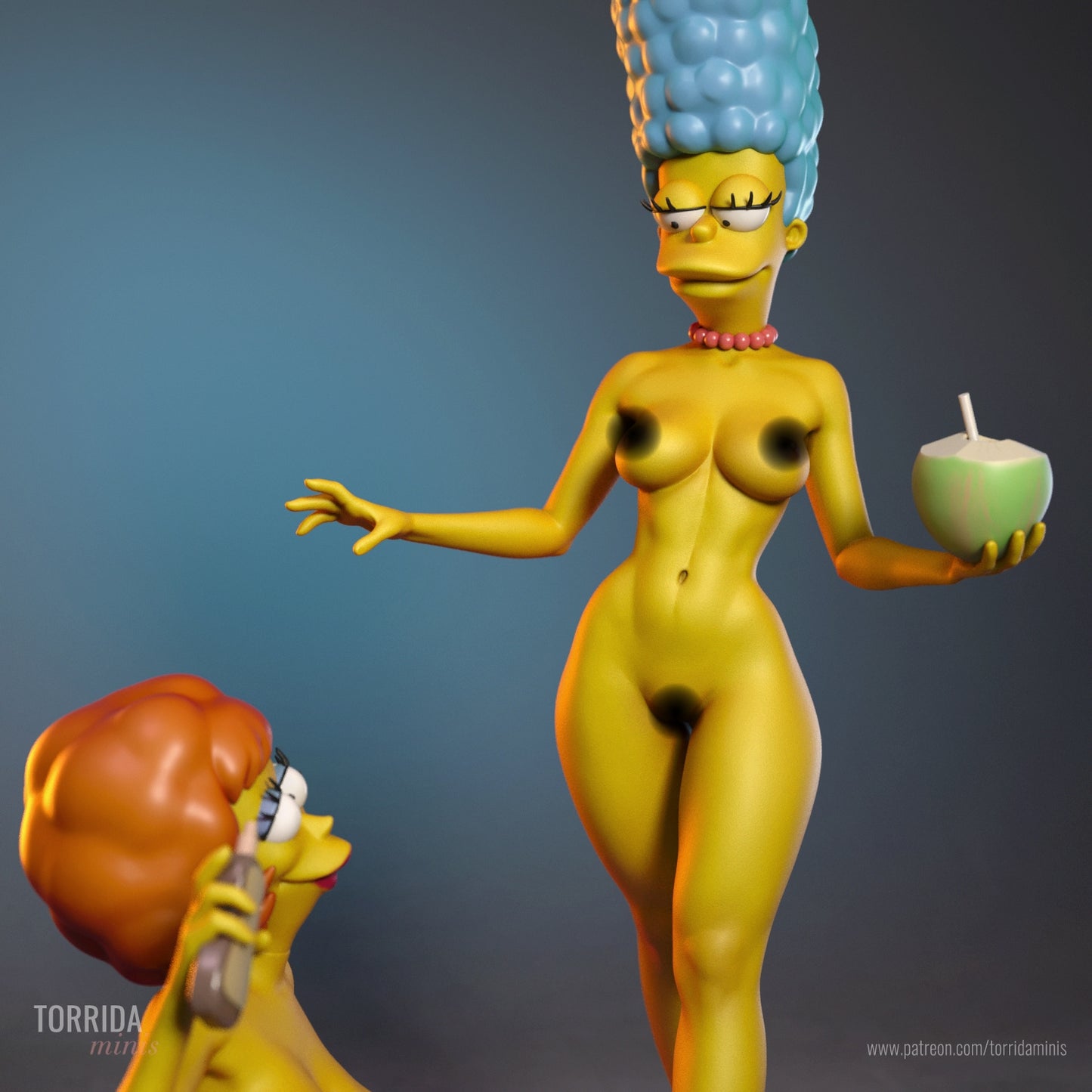 Marge Simpson and Maude Flanders NSFW Diorama (75mm to 500mm) - Unassembled/Unpainted/3D Print
