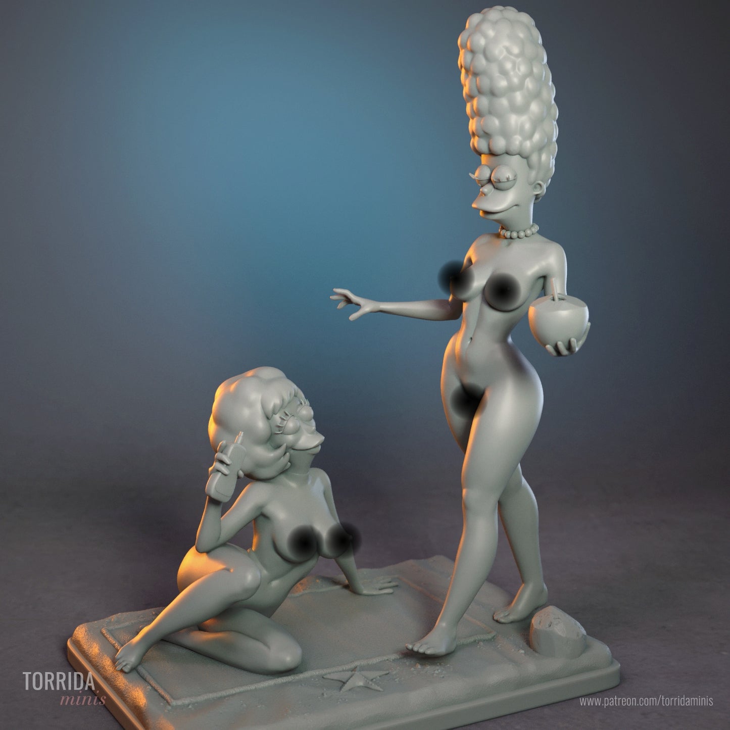 Marge Simpson and Maude Flanders NSFW Diorama (75mm to 500mm) - Unassembled/Unpainted/3D Print