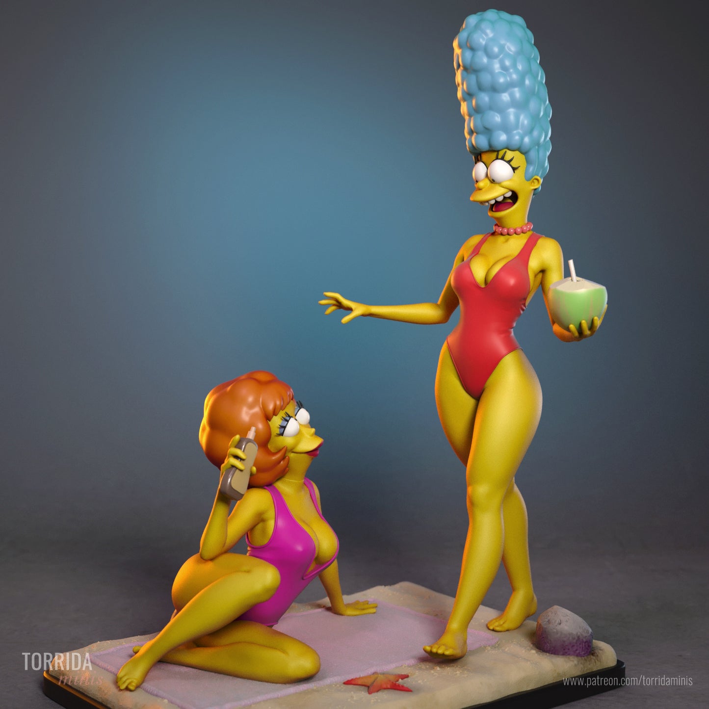 Marge Simpson and Maude Flanders Diorama (75mm to 500mm) - Unassembled/Unpainted/3D Print