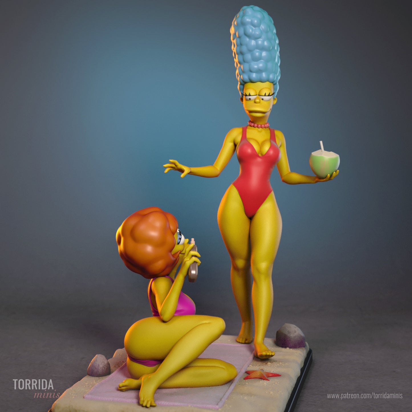 Marge Simpson and Maude Flanders Diorama (75mm to 500mm) - Unassembled/Unpainted/3D Print