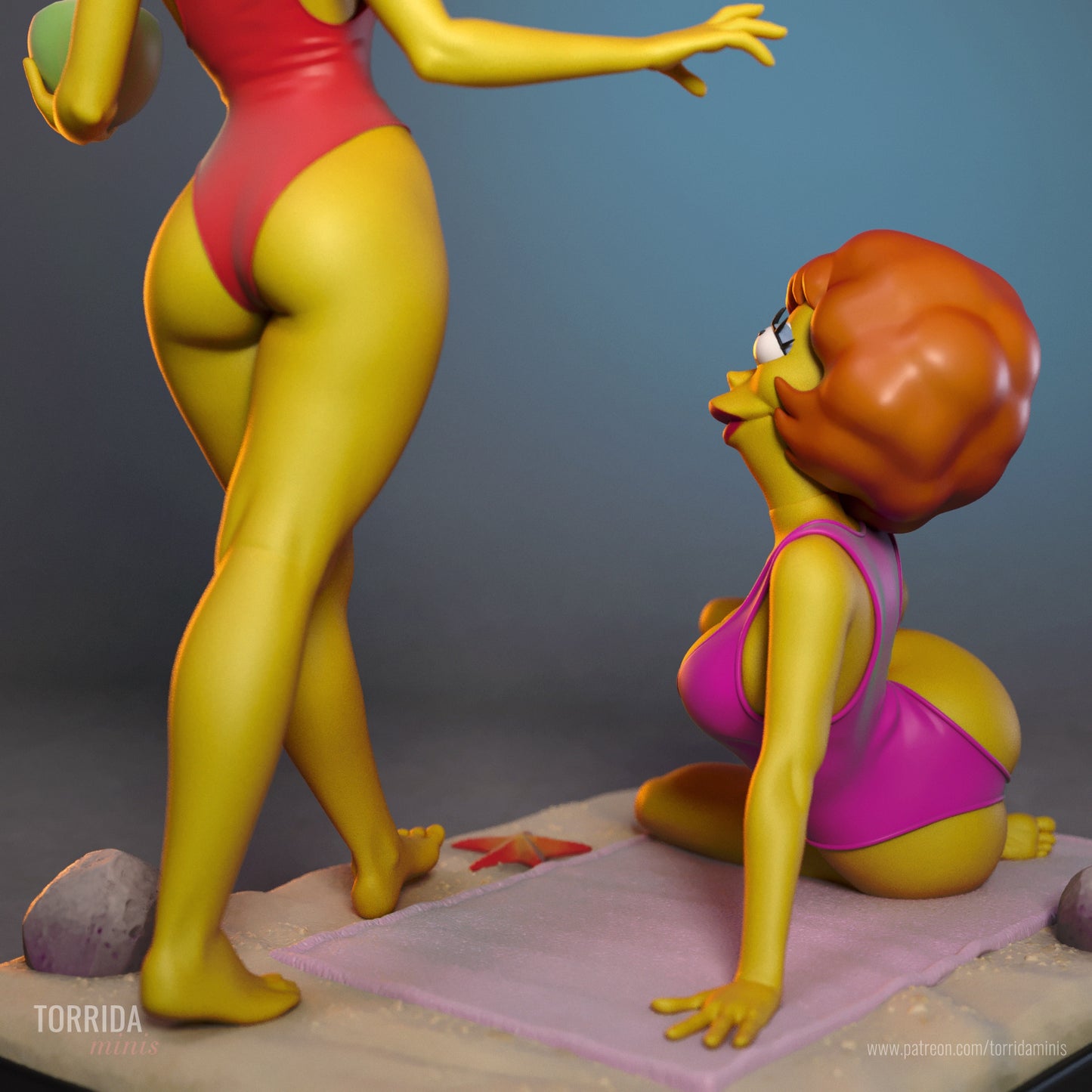 Marge Simpson and Maude Flanders Diorama (75mm to 500mm) - Unassembled/Unpainted/3D Print