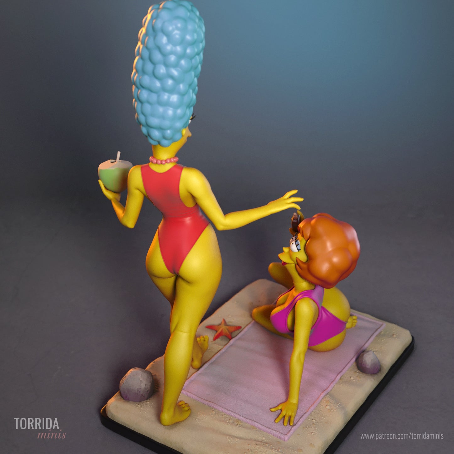 Marge Simpson and Maude Flanders Diorama (75mm to 500mm) - Unassembled/Unpainted/3D Print
