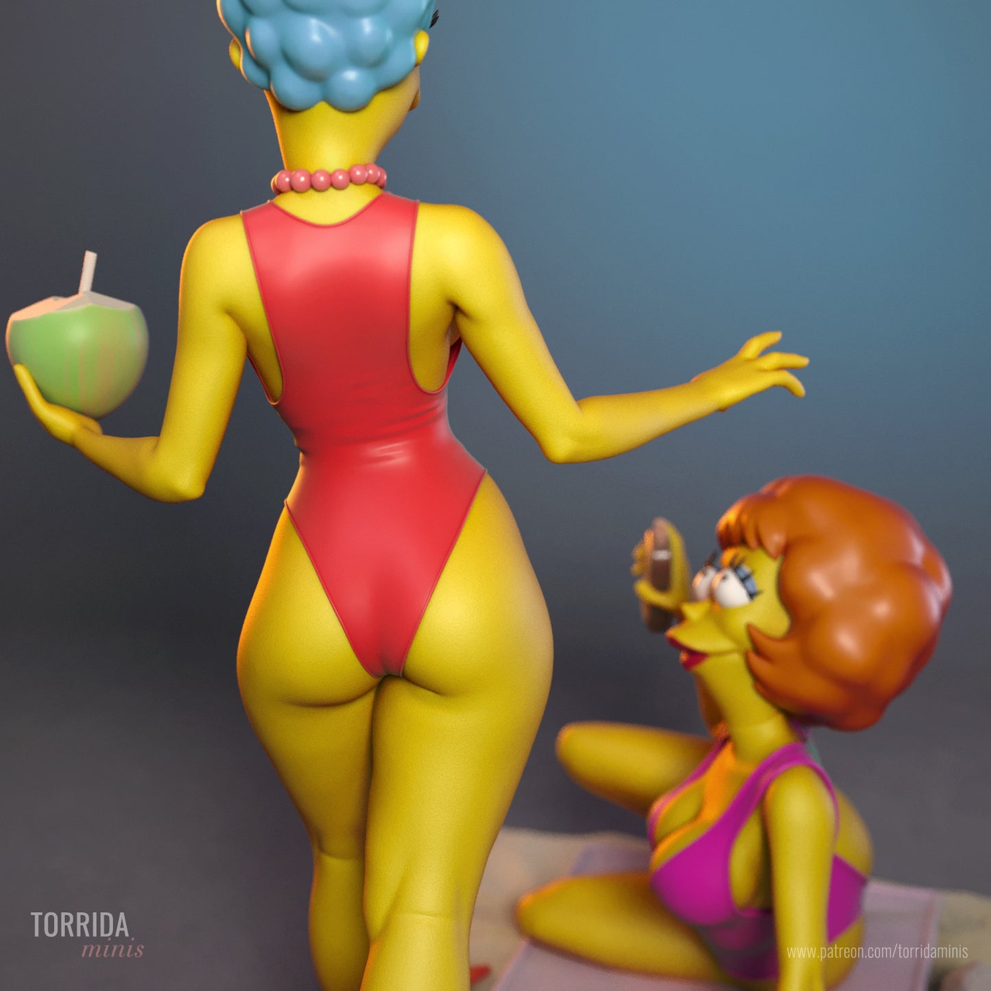 Marge Simpson and Maude Flanders Diorama (75mm to 500mm) - Unassembled/Unpainted/3D Print