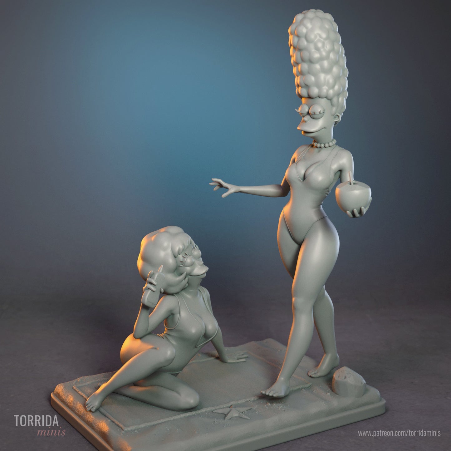 Marge Simpson and Maude Flanders Diorama (75mm to 500mm) - Unassembled/Unpainted/3D Print