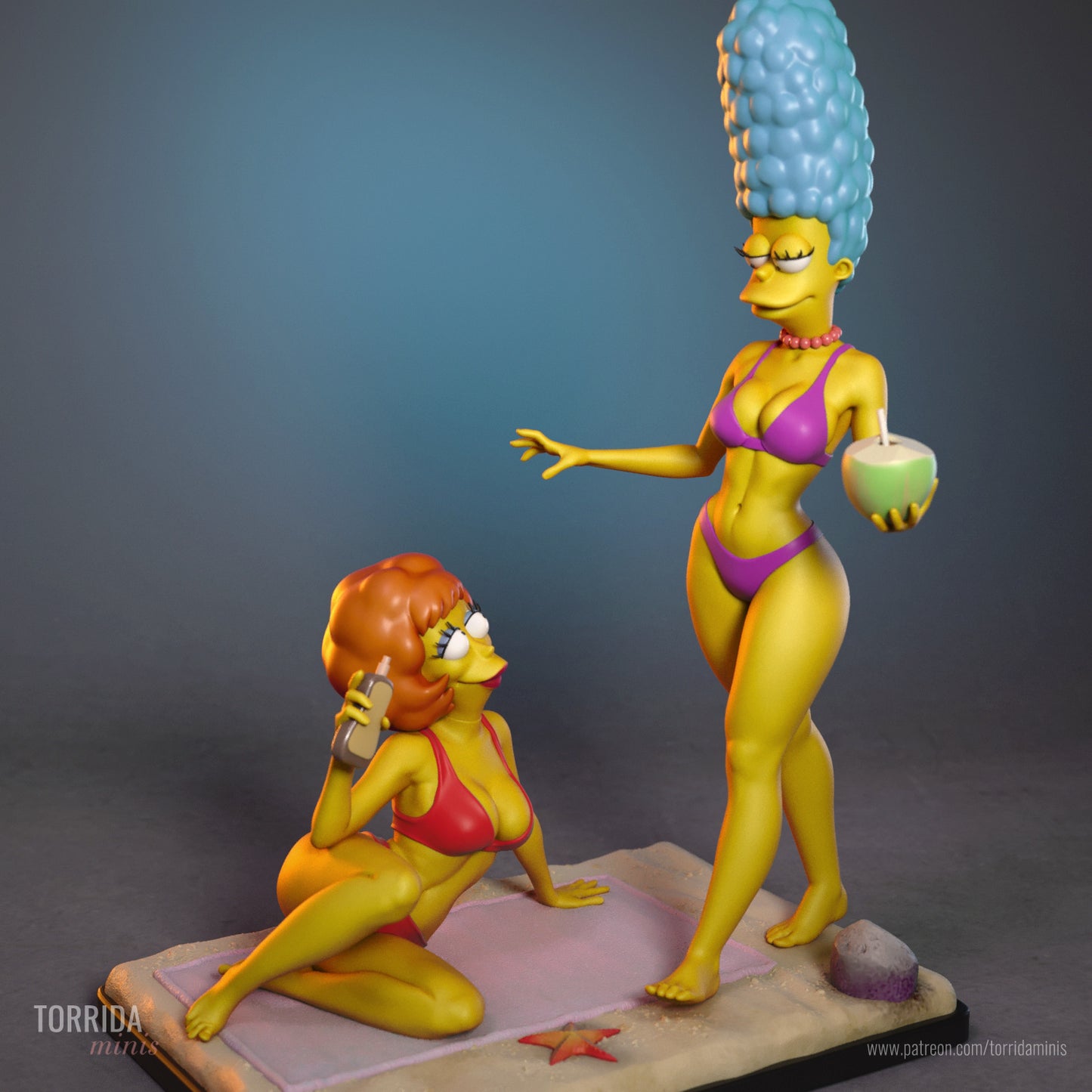 Marge Simpson and Maude Flanders Diorama (75mm to 500mm) - Unassembled/Unpainted/3D Print