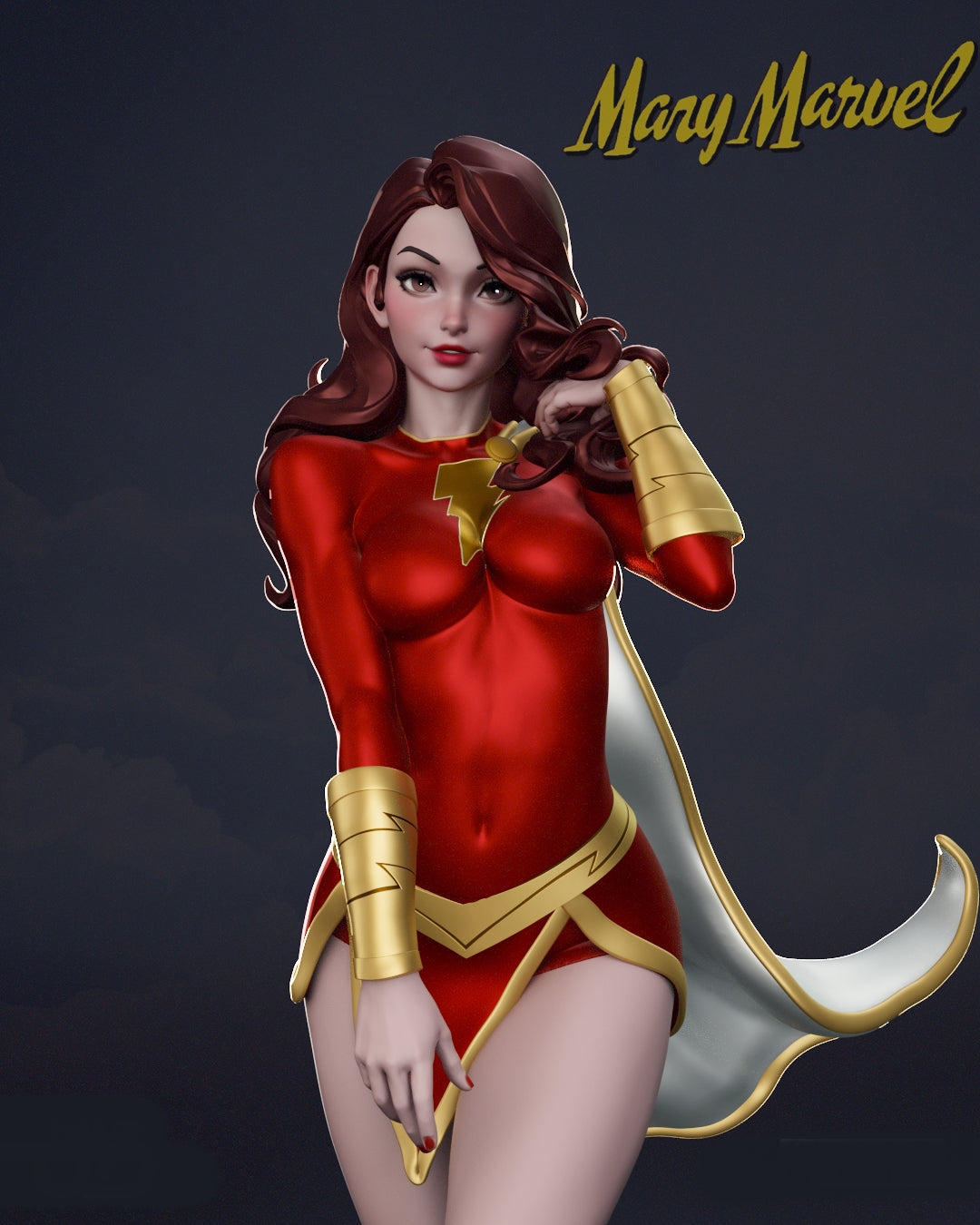 Mary Marvel Sculpture (75mm to 500mm) - Unassembled/Unpainted/3D Print