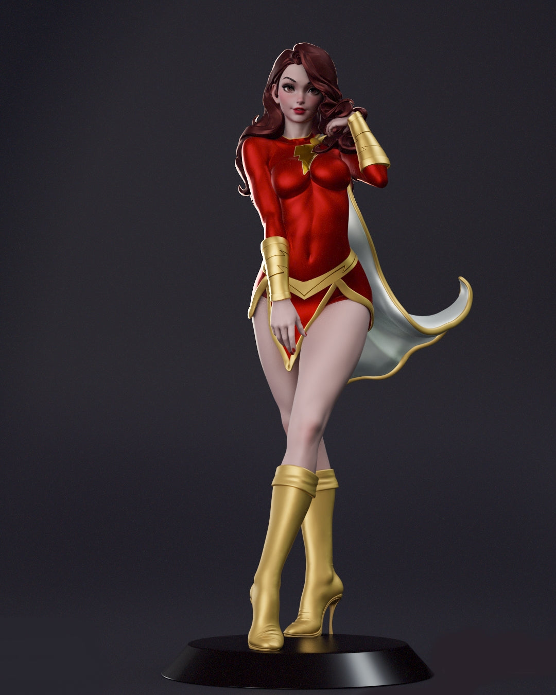 Mary Marvel Sculpture (75mm to 500mm) - Unassembled/Unpainted/3D Print