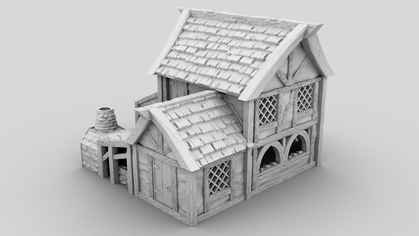 Medieval Bakery - Terrain - Dungeons and Dragons - by Black Magic Pixels - Tabletop RPG Miniature - Roleplaying 3D Printed Fantasy Mini