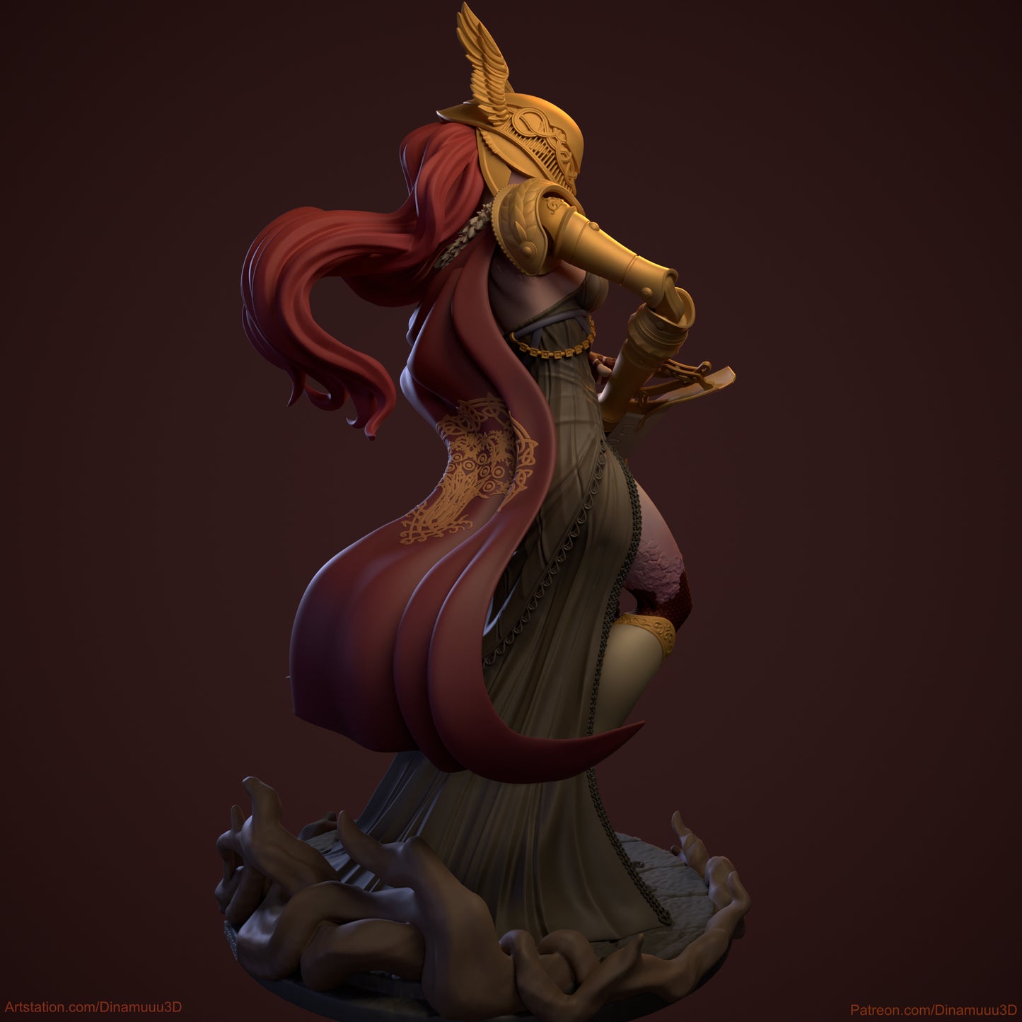 Malenia Statue - by Dinamuuu3D - Tabletop RPG Miniature - Roleplaying 3D Printed Fantasy Mini