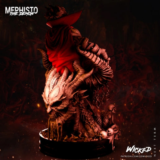 Mephisto Sculpture - by Wicked 3D- Tabletop RPG Miniature - Roleplaying 3D Printed Fantasy Mini