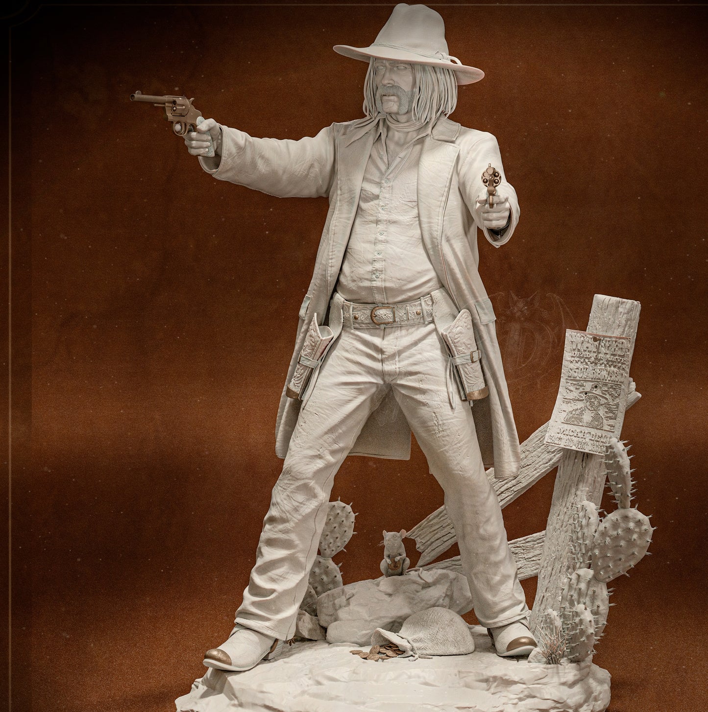Micah Bell- Red Dead Redemption II Sculpture (75mm to 500mm) - Unassembled/Unpainted/3D Print
