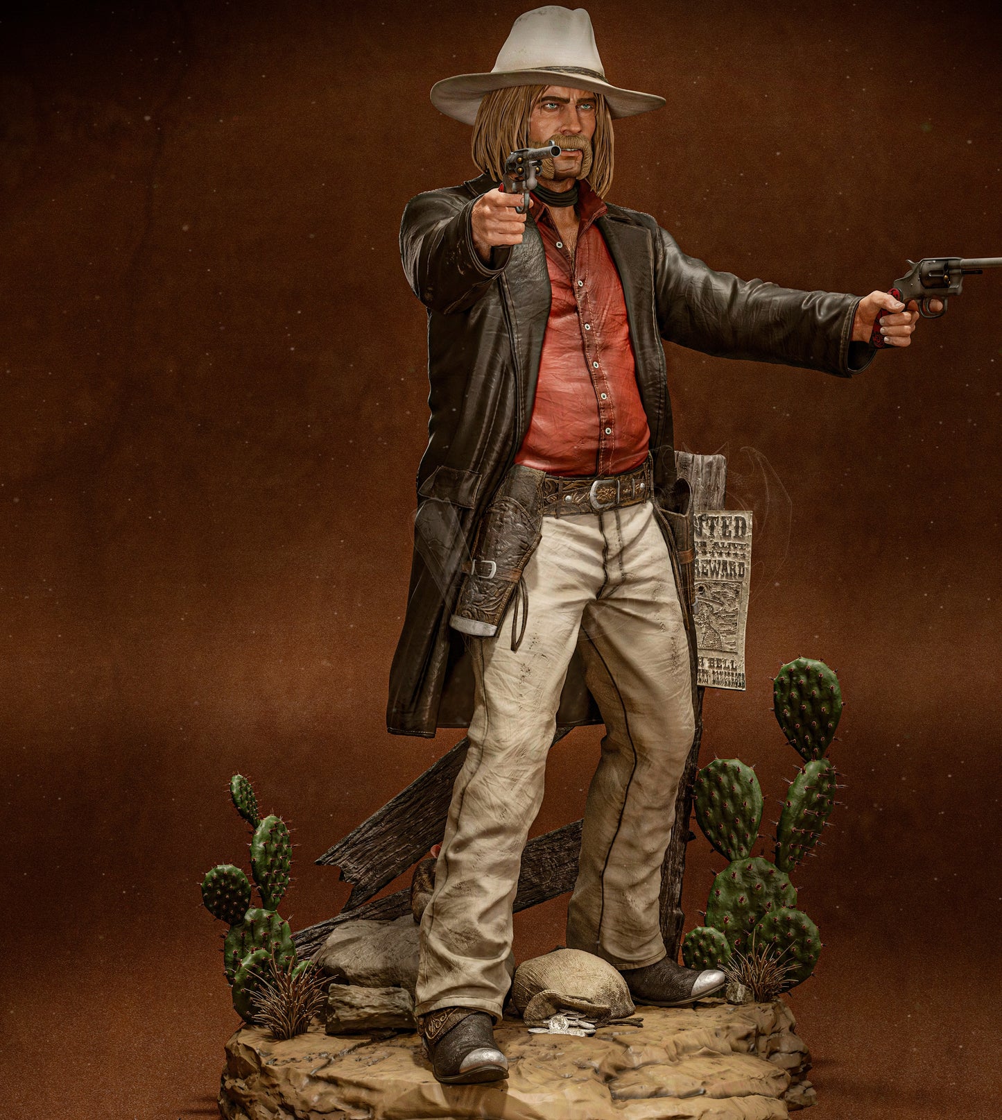 Micah Bell- Red Dead Redemption II Sculpture (75mm to 500mm) - Unassembled/Unpainted/3D Print
