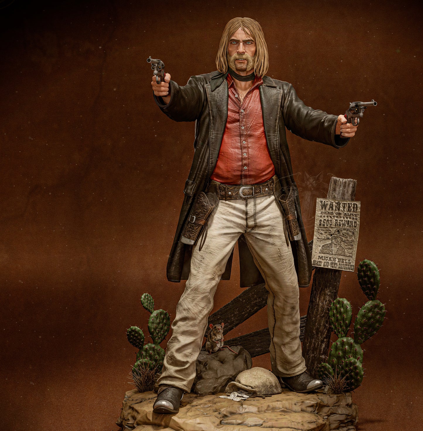 Micah Bell- Red Dead Redemption II Sculpture (75mm to 500mm) - Unassembled/Unpainted/3D Print