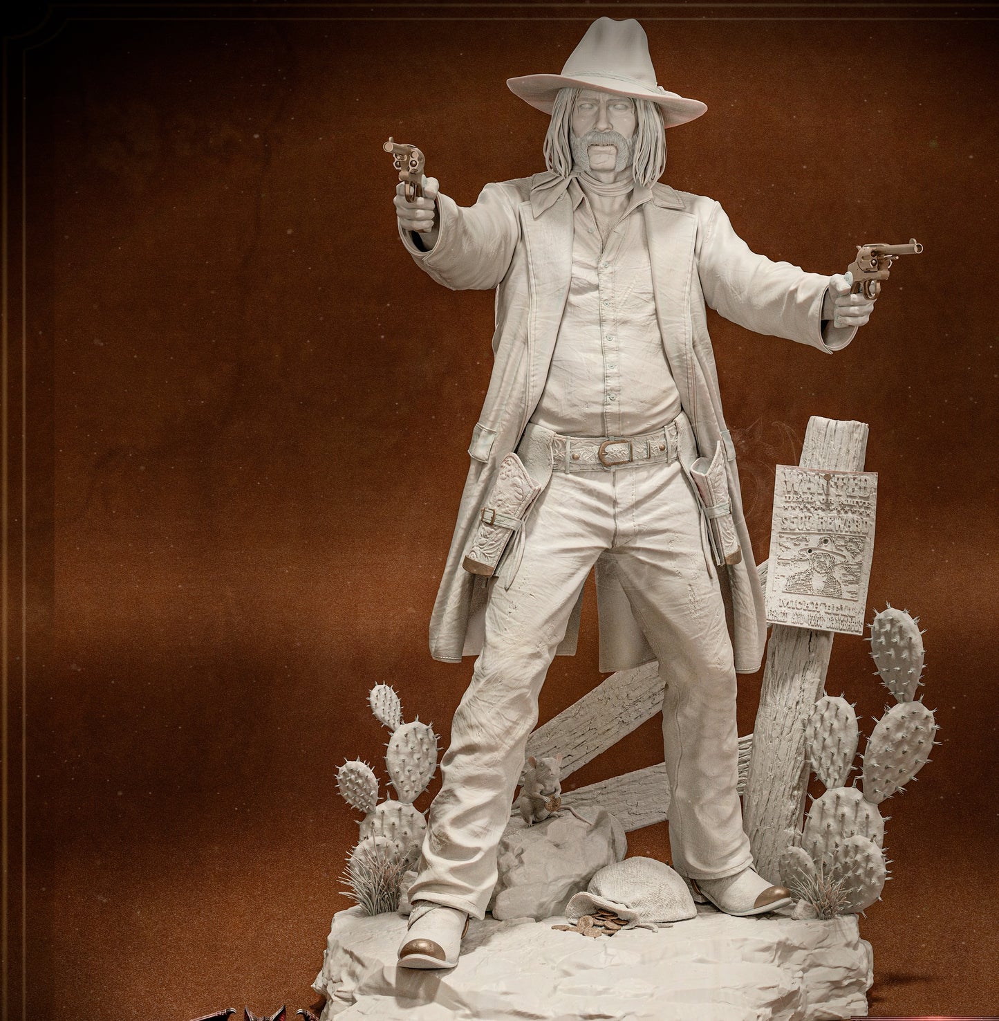 Micah Bell- Red Dead Redemption II Sculpture (75mm to 500mm) - Unassembled/Unpainted/3D Print