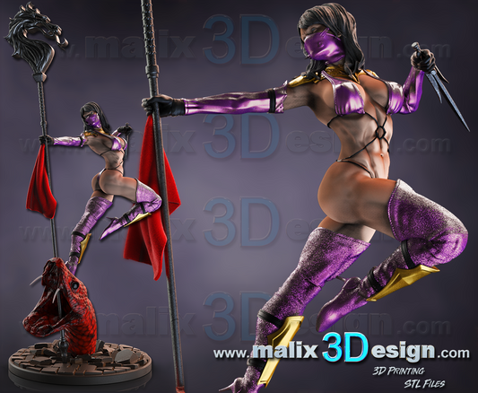 Mileena - Mortal Kombat Diorama - by Sanix - Tabletop RPG Miniature - Roleplaying 3D Printed Fantasy Mini