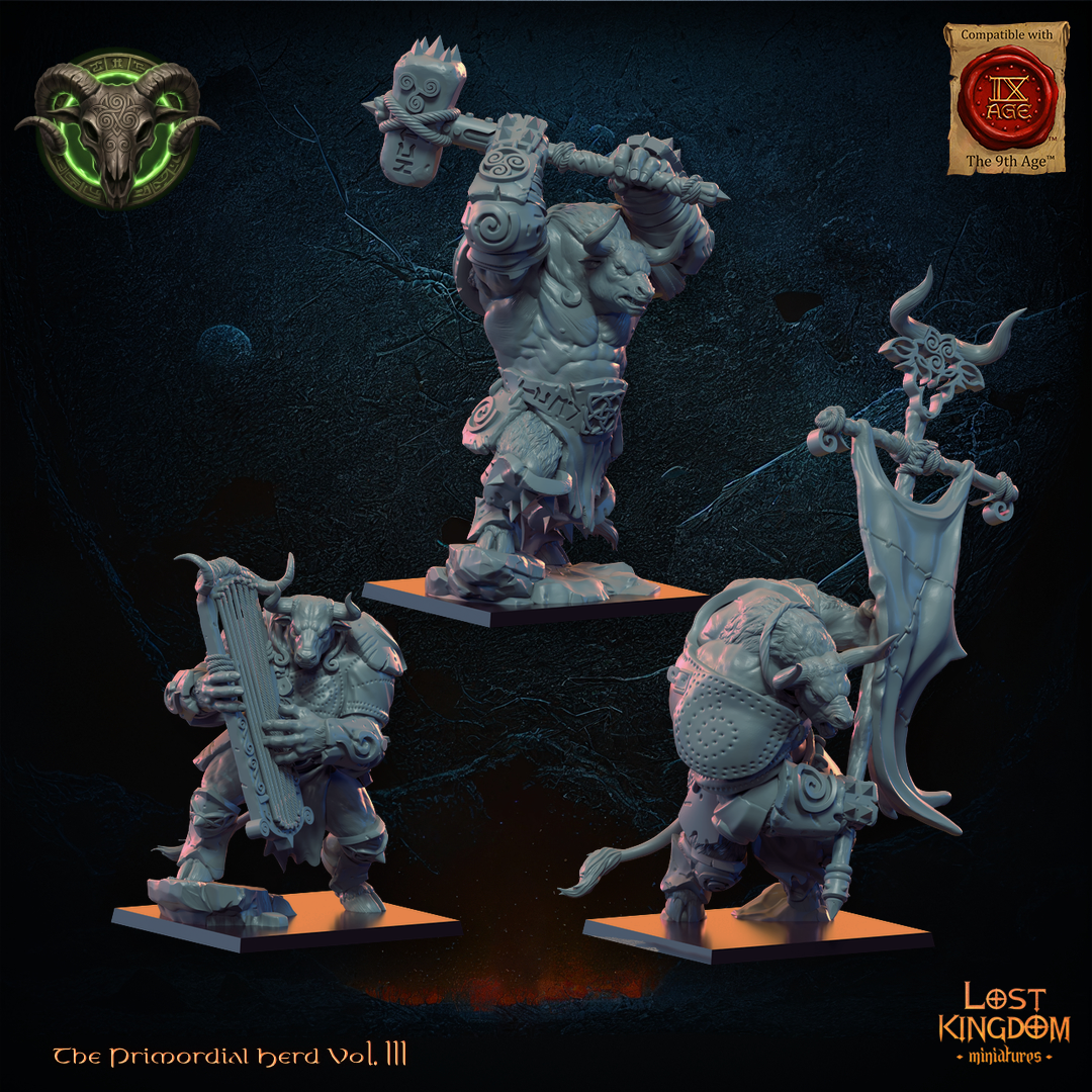 Minotaurs Unit CG (x3) Beast-Men - TTRPG - Wargaming - Dungeons and Dragons