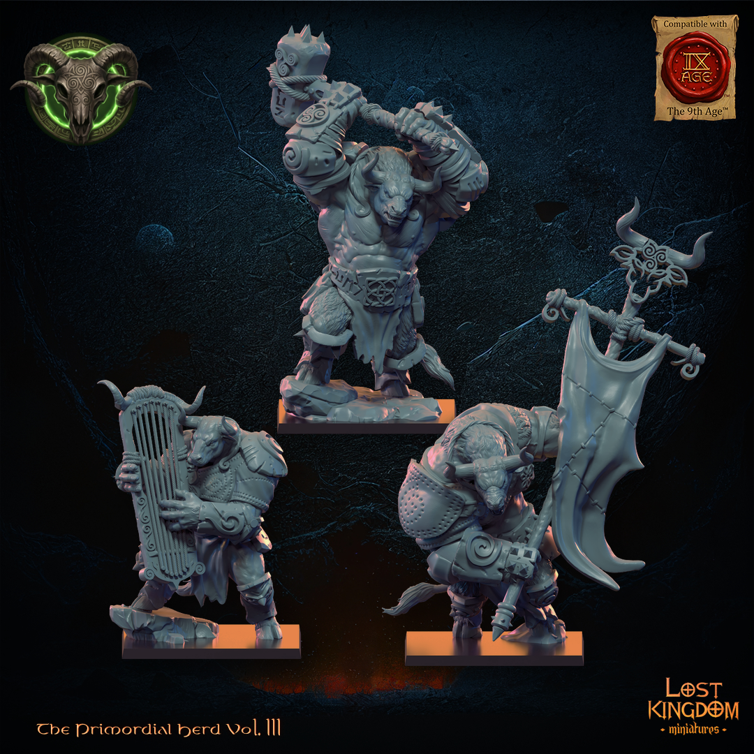 Minotaurs Unit CG (x3) Beast-Men - TTRPG - Wargaming - Dungeons and Dragons