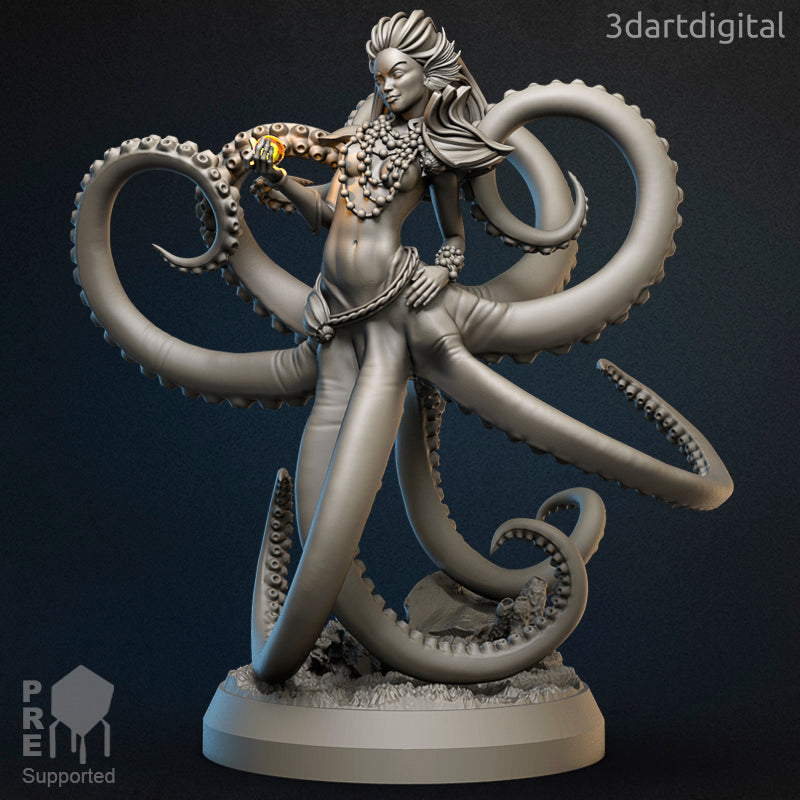 Mizuna the Grasper - Sea Creature - Spell Caster - Compatible with Warhammer 40K - by 3Dartguy- Tabletop RPG Miniature - Roleplaying 3D Printed Fantasy Mini