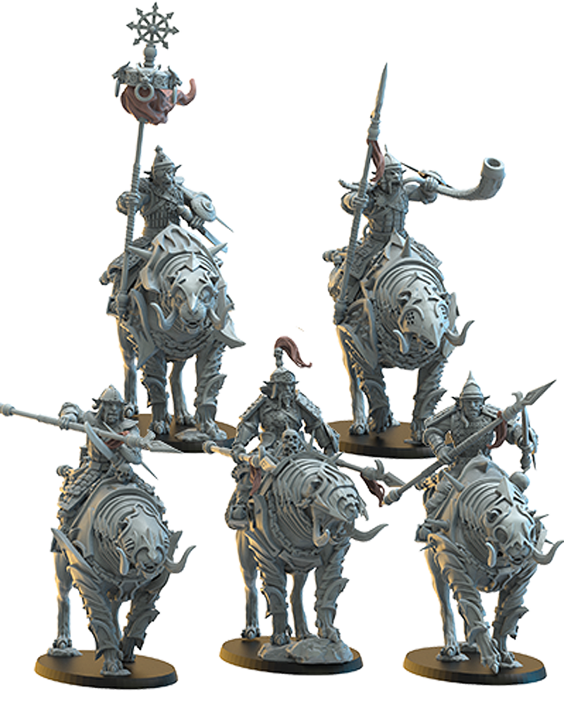 Mongobbo Spearmen Knights &  CG - Hobgoblin Knights And Command&nbsp;- Compatible with Warhammer 40K - by Lost Kingdom - Tabletop RPG Miniature - Roleplaying 3D Printed Fantasy Mini