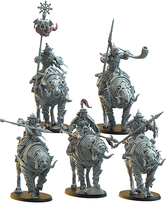 Mongobbo Spearmen Knights &  CG - Hobgoblin Knights And Command&nbsp;- Compatible with Warhammer 40K - by Lost Kingdom - Tabletop RPG Miniature - Roleplaying 3D Printed Fantasy Mini