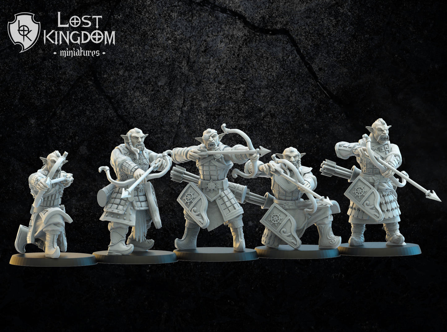 Mongobbo Bowmen On Foot - Compatible with Warhammer 40K - by Lost Kingdom - Tabletop RPG Miniature - Roleplaying 3D Printed Fantasy Mini