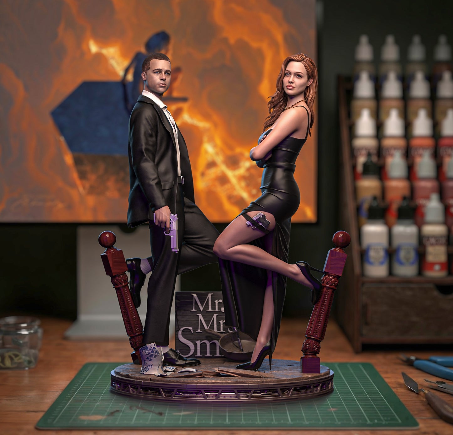Mr & Mrs Smith SFW/NSFW Sculpture (75mm to 500mm) - Unassembled/Unpainted/3D Print