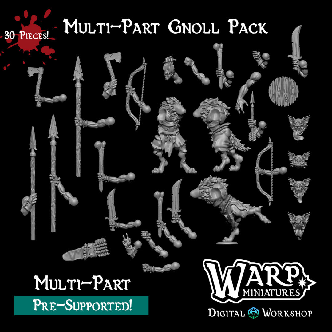 Gnoll Kit - Dungeons and Dragons - by Warp Minis- Tabletop RPG Miniature - Roleplaying 3D Printed Fantasy Mini