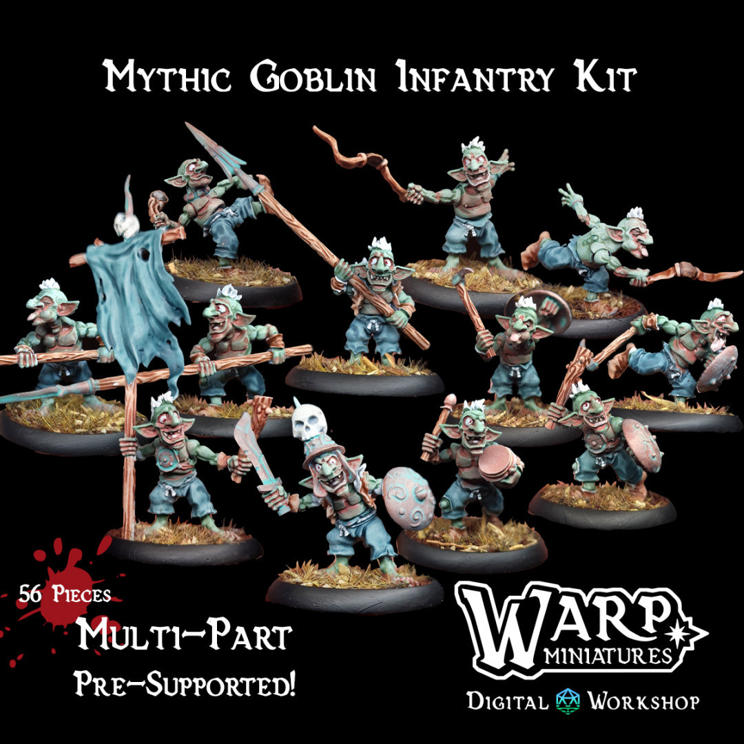 Mythic Goblin Infantry - Dungeons and Dragons - by Warp Minis- Tabletop RPG Miniature - Roleplaying 3D Printed Fantasy Mini