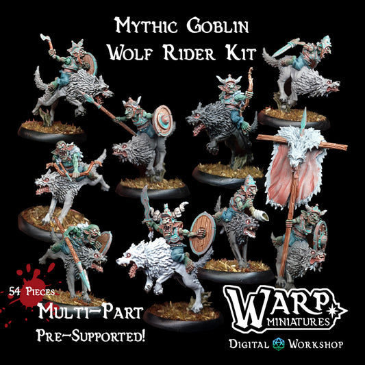 Mythic Goblin Wolf Rider - Dungeons and Dragons - by Warp Minis- Tabletop RPG Miniature - Roleplaying 3D Printed Fantasy Mini