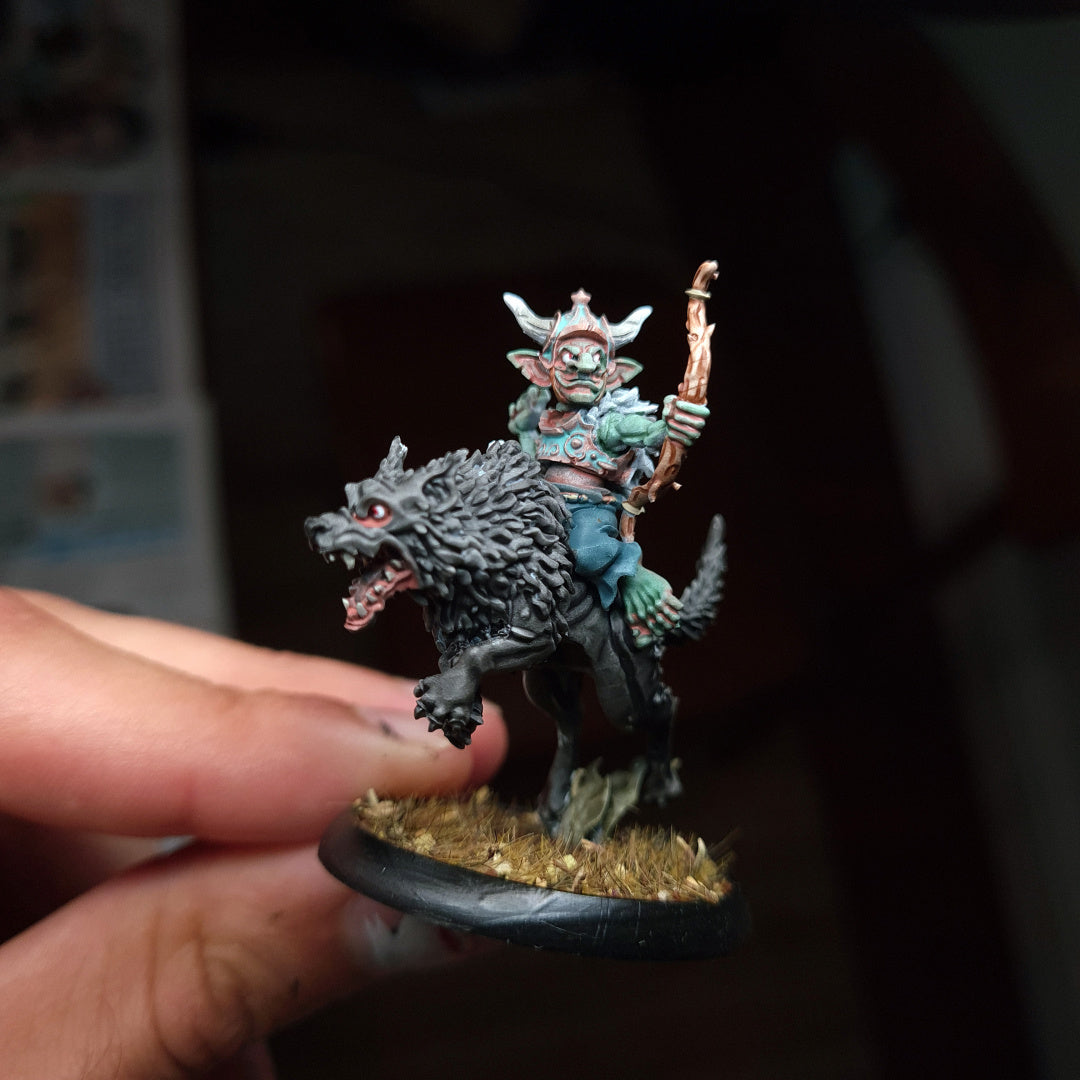 Mythic Goblin Wolf Rider - Dungeons and Dragons - by Warp Minis- Tabletop RPG Miniature - Roleplaying 3D Printed Fantasy Mini