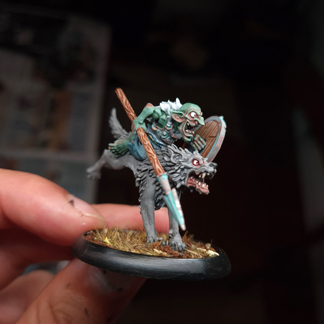 Mythic Goblin Wolf Rider - Dungeons and Dragons - by Warp Minis- Tabletop RPG Miniature - Roleplaying 3D Printed Fantasy Mini