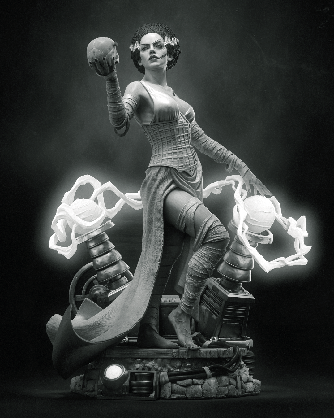 Frankenstein Bride Sculpture (75mm to 500mm) - Unassembled/Unpainted/3D Print