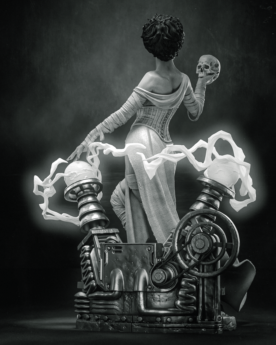 Frankenstein Bride Sculpture (75mm to 500mm) - Unassembled/Unpainted/3D Print