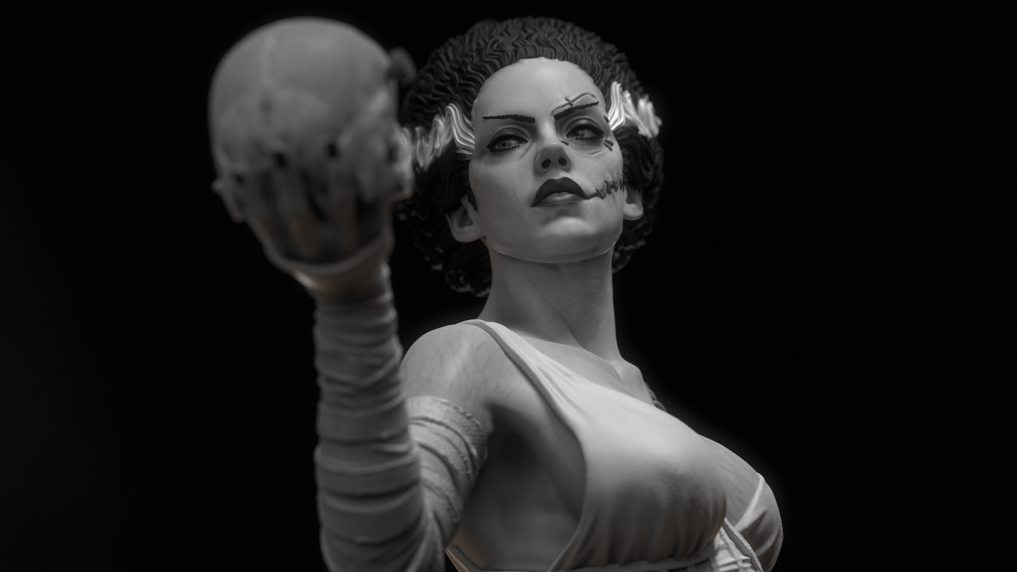 Frankenstein Bride Sculpture (75mm to 500mm) - Unassembled/Unpainted/3D Print