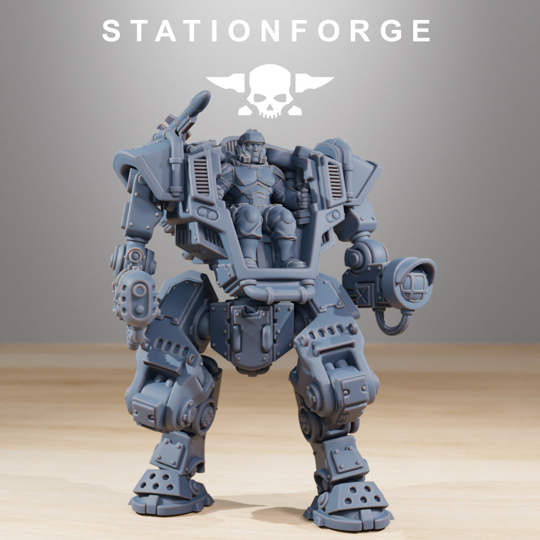 NationalGuard Warmech - Compatible with Warhammer 40K - by Station Forge - Tabletop RPG Miniature - Roleplaying 3D Printed Fantasy Mini