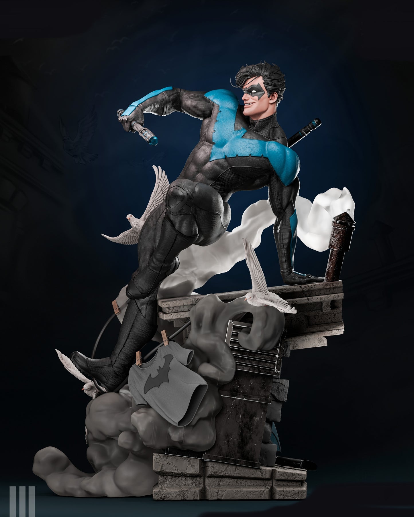 Nightwing Sculpture (75mm to 500mm) - Unassembled/Unpainted/3D Print