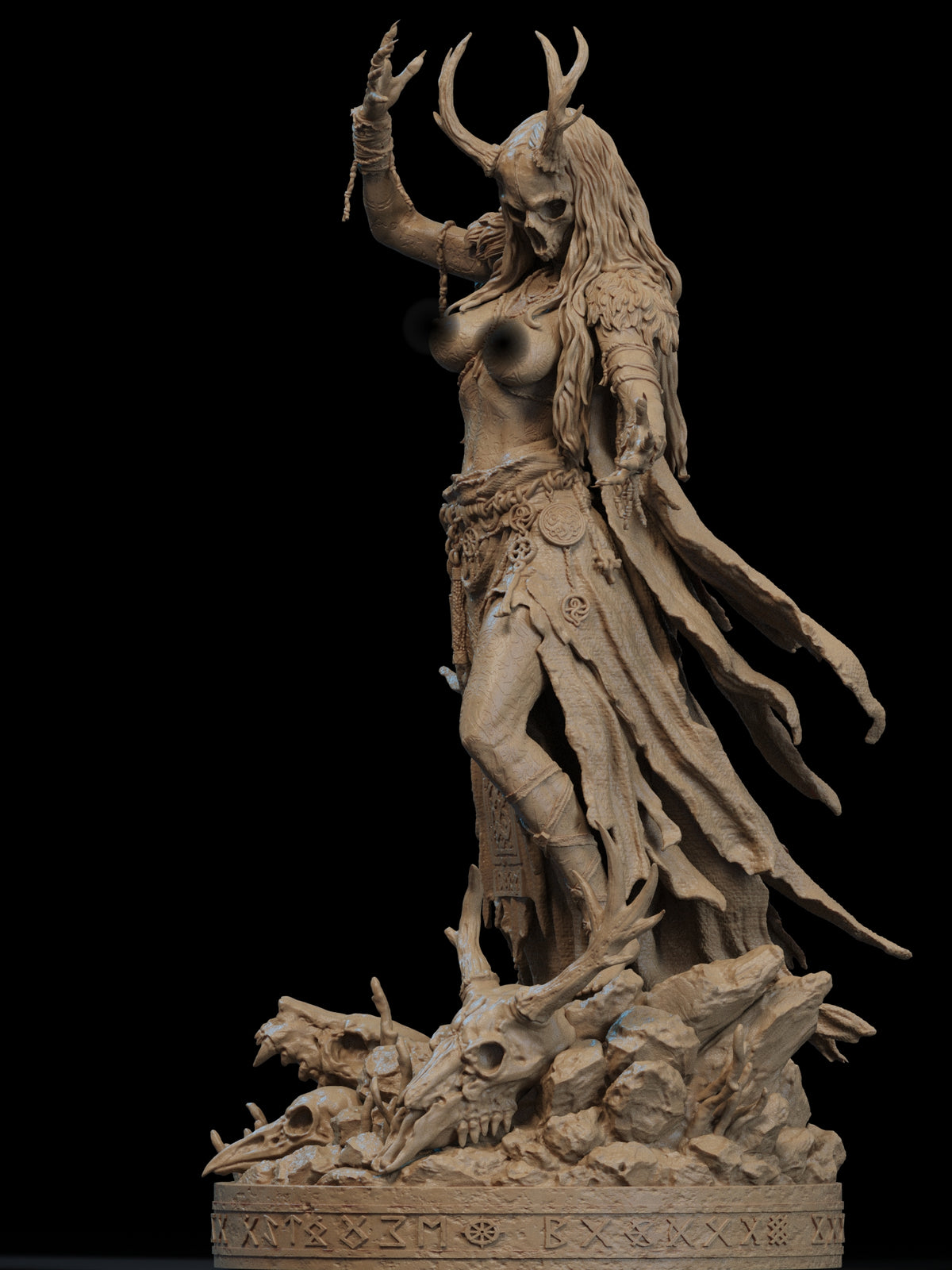 The Norse Witch NSFW Sculpture (75mm to 500mm) - Unassembled/Unpainted/3D Print