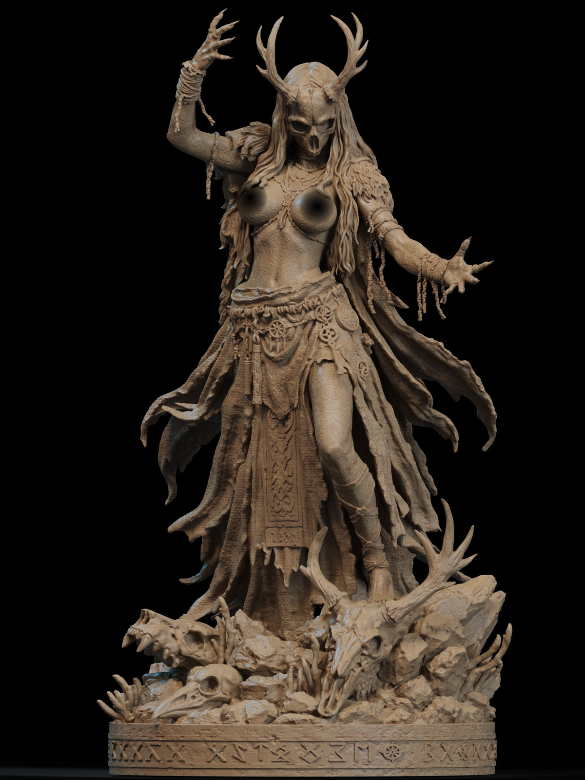 The Norse Witch NSFW Sculpture (75mm to 500mm) - Unassembled/Unpainted/3D Print