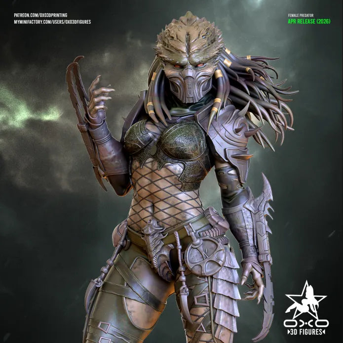 Female Predator Sculpture (75mm to 500mm) - Unassembled/Unpainted/3D Print