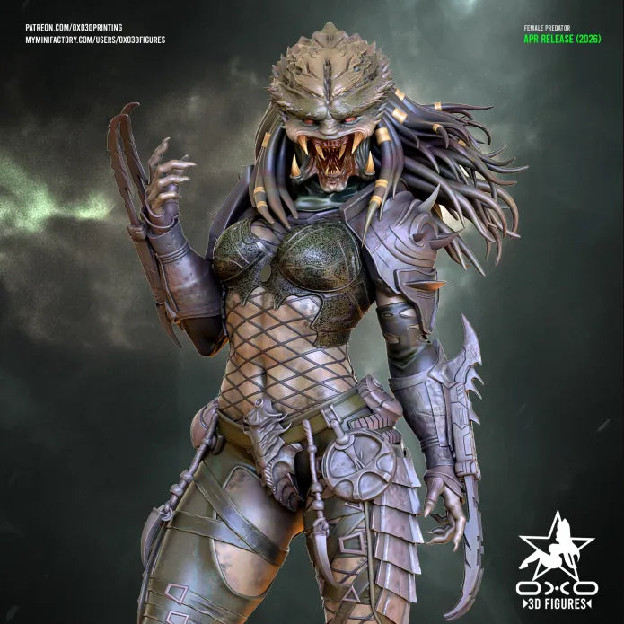 Female Predator Sculpture (75mm to 500mm) - Unassembled/Unpainted/3D Print