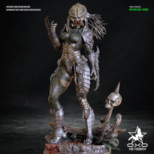 Female Predator Sculpture (75mm to 500mm) - Unassembled/Unpainted/3D Print