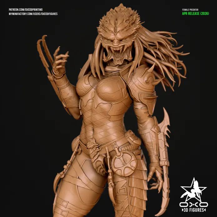 Female Predator Sculpture (75mm to 500mm) - Unassembled/Unpainted/3D Print